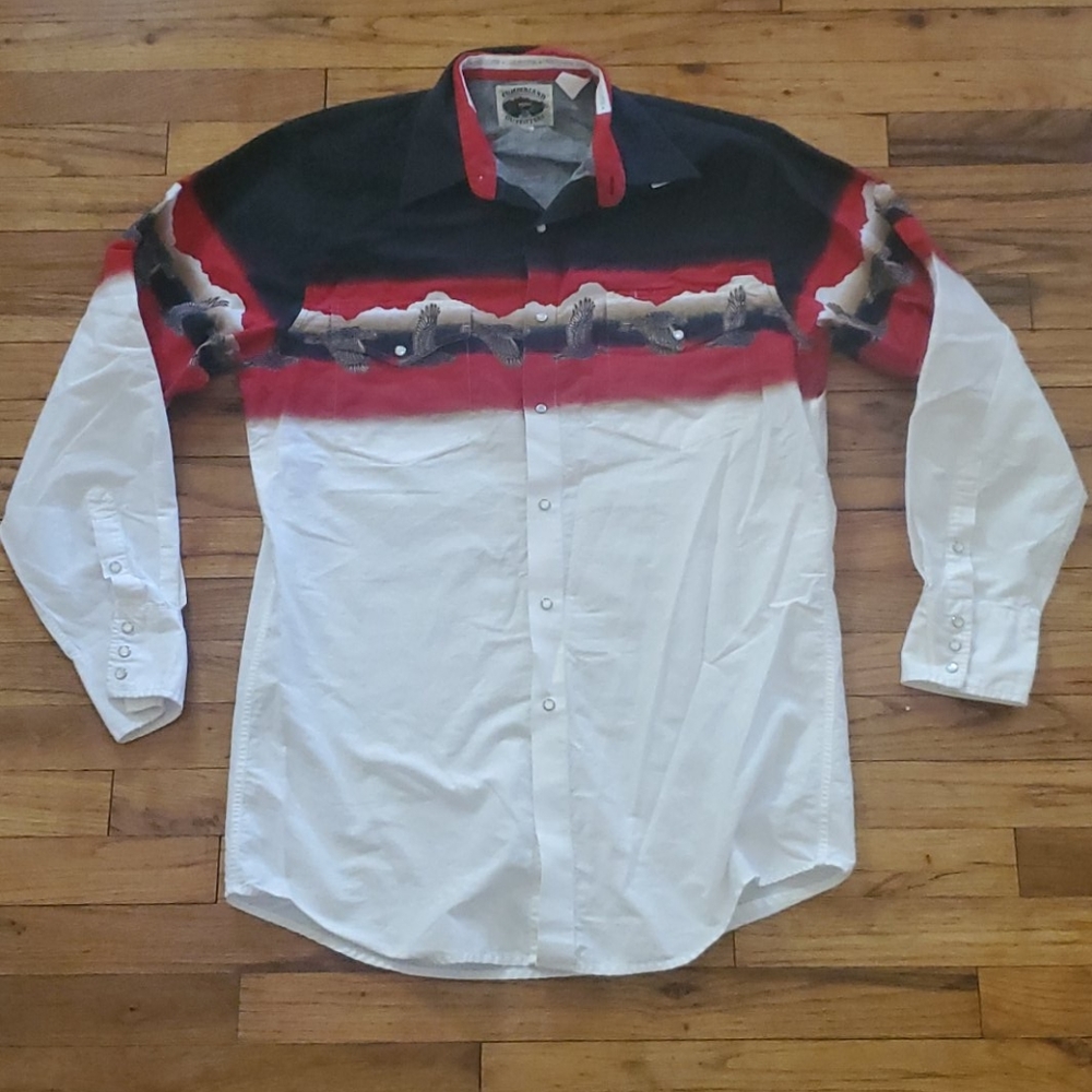Mens vintage large western longlseeve snap button